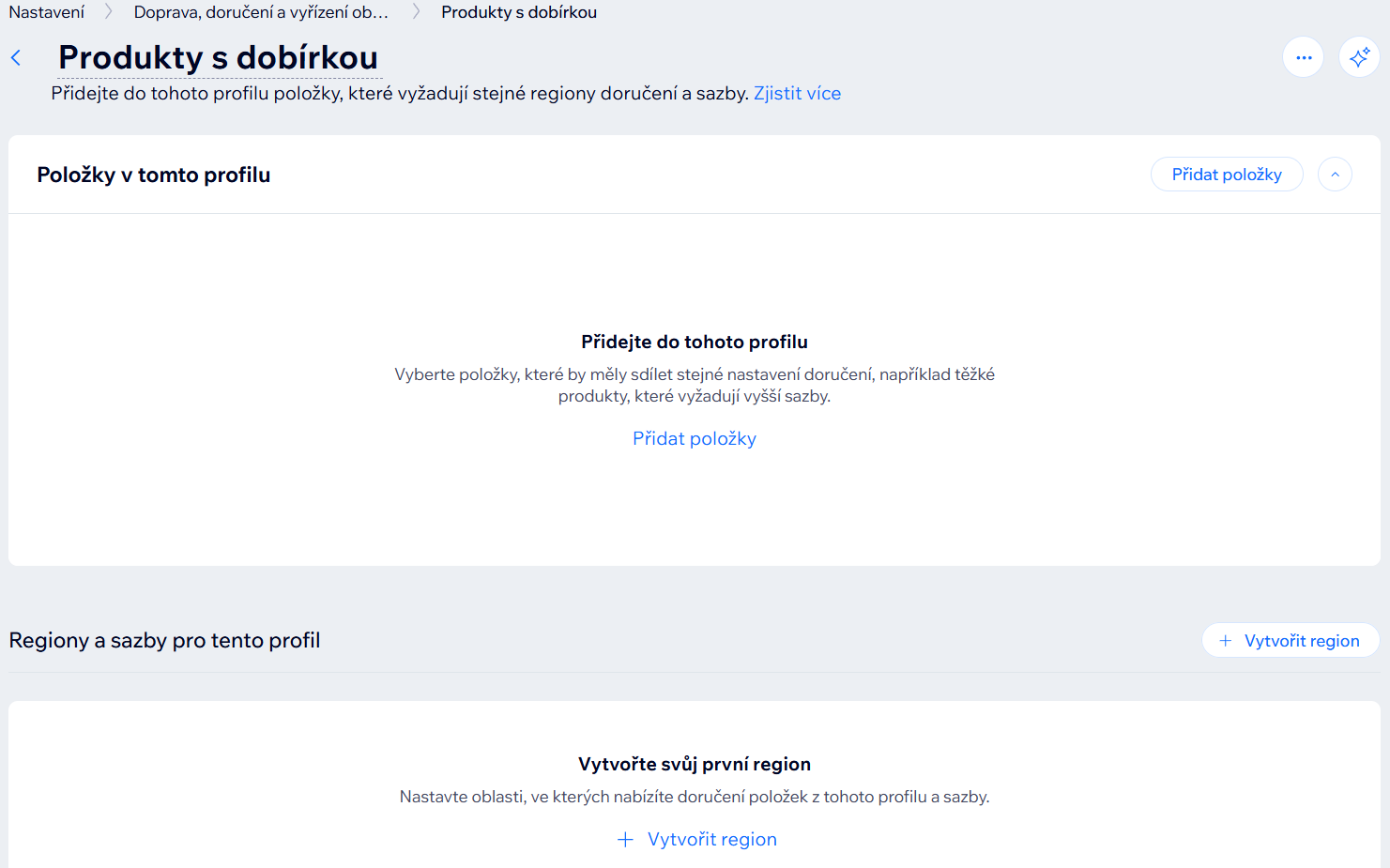 Detail profilu Produkty s dobírkou